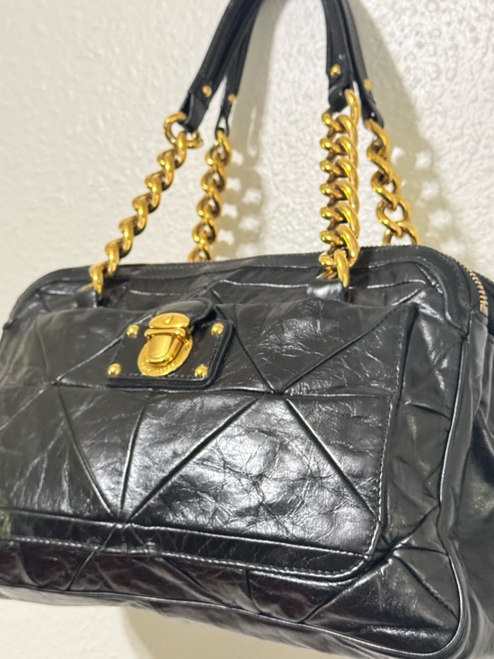 Marc Jacobs Black Patchwork Ines Quilted Leather Shoulder Bag with 